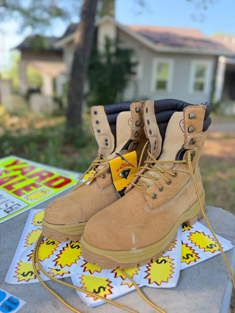 Men’s 11 Steel Toe Work Boots - Tan